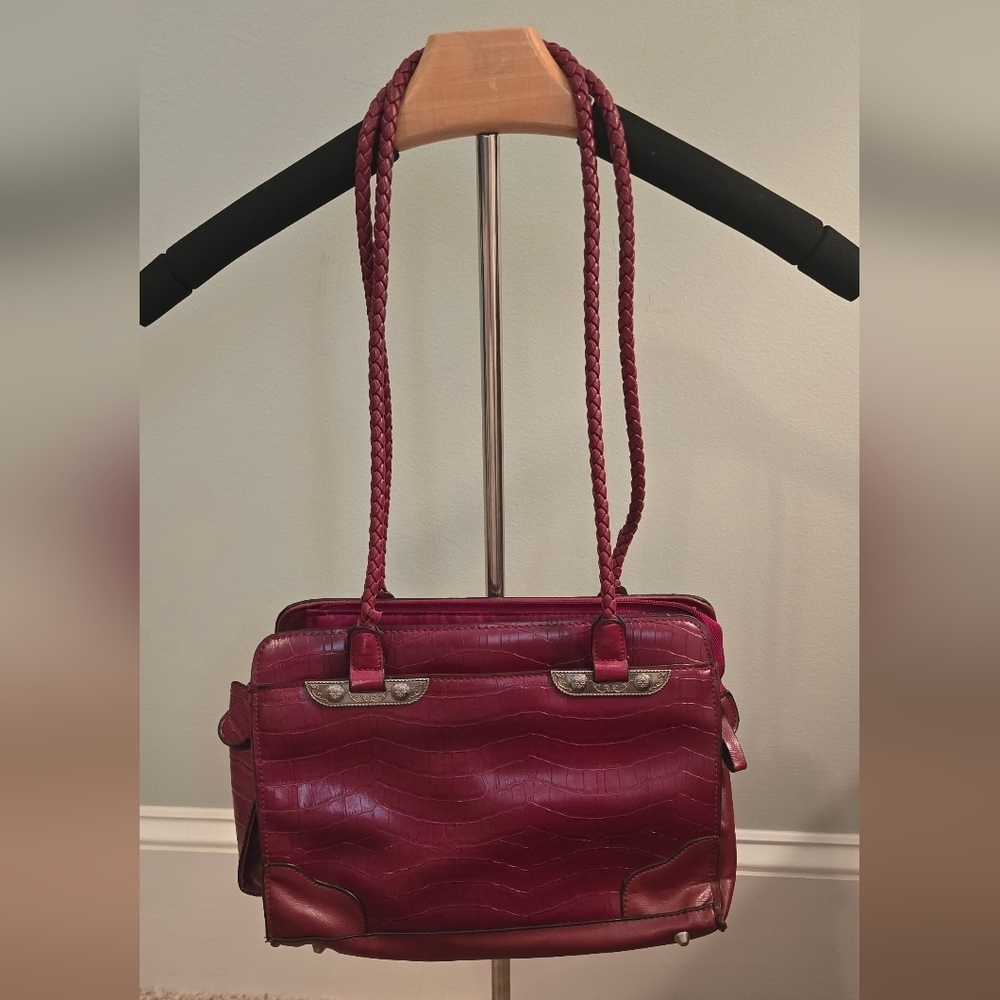 Bueno Red Western Style Handbag, Multiple Compartments (1206)